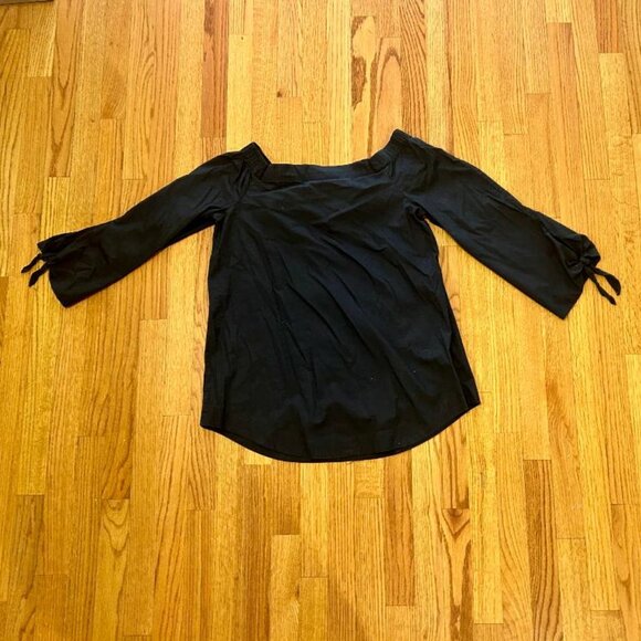 Free People Tie Sleeve Off The Shoulder Strapless Navy Black Top (Ladies Size M) - Picture 7 of 9